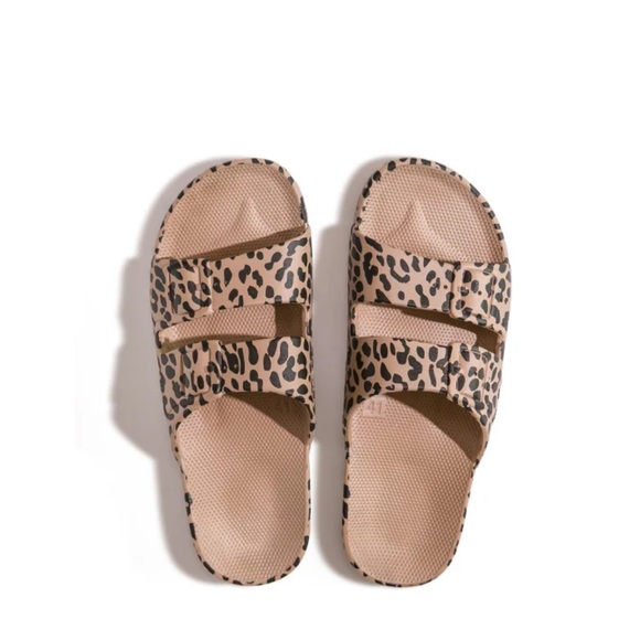 Freedom Moses Shoes - Freedom Moses Brown and Black Animal Print Sandals with Wide Straps